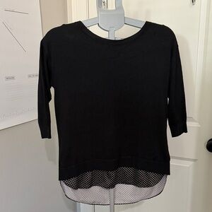 Ann Taylor Black Blouse with White Polka Dots